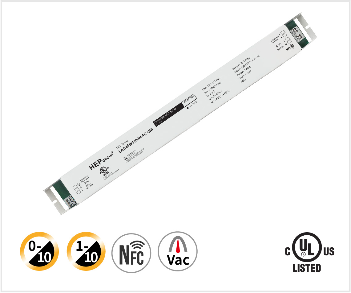 LAC 20W 100-600mA NFC 0/1-10V调光 美规驱动器